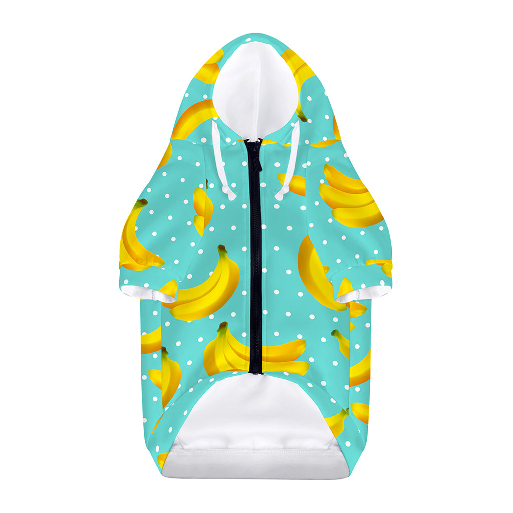 Polka Dot Banana Pattern Print Dog Zip Up Hoodie