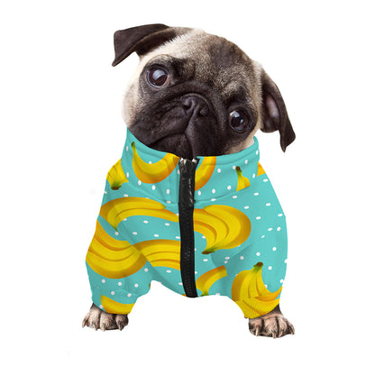 Polka Dot Banana Pattern Print Dog Zip Up Jacket
