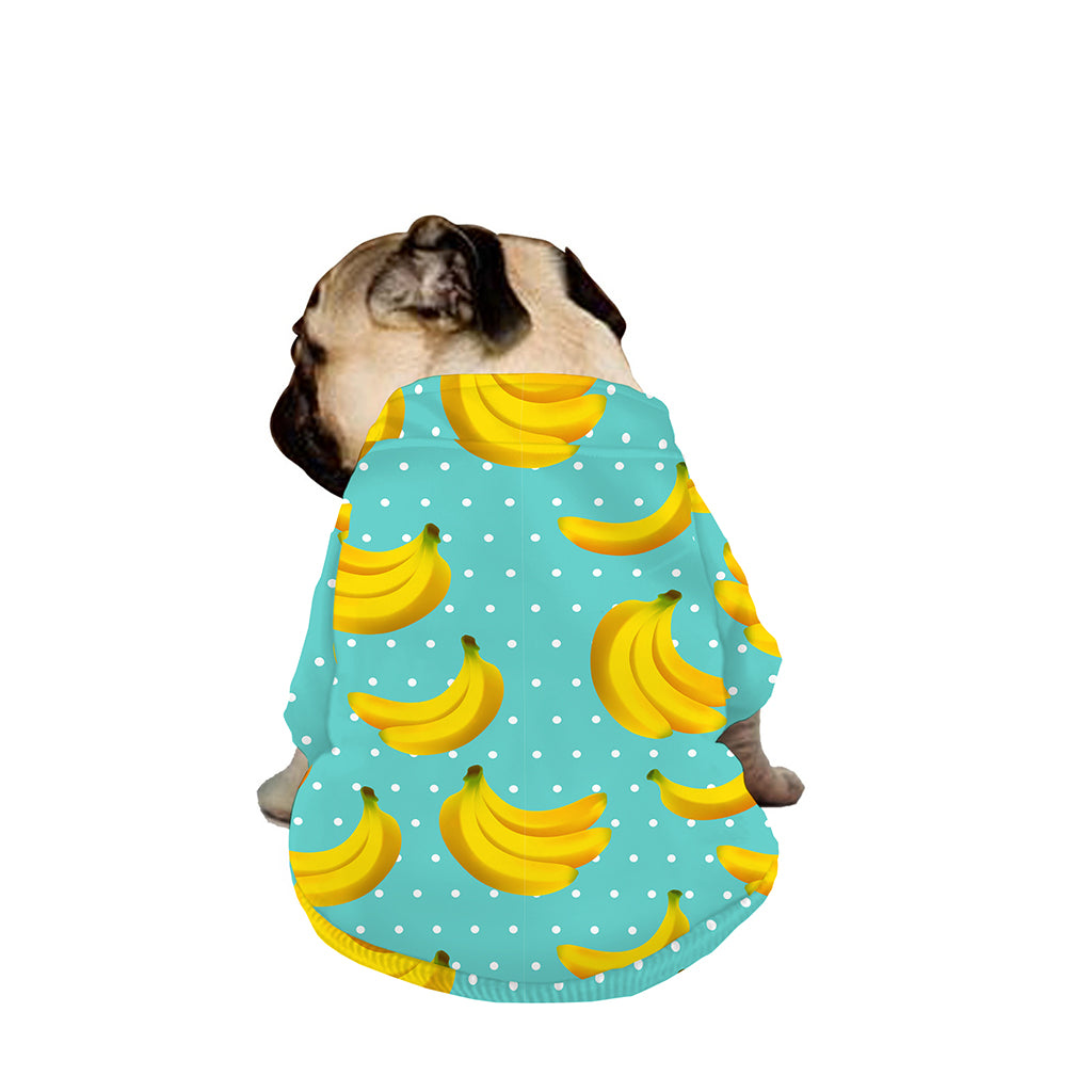 Polka Dot Banana Pattern Print Dog Zip Up Jacket