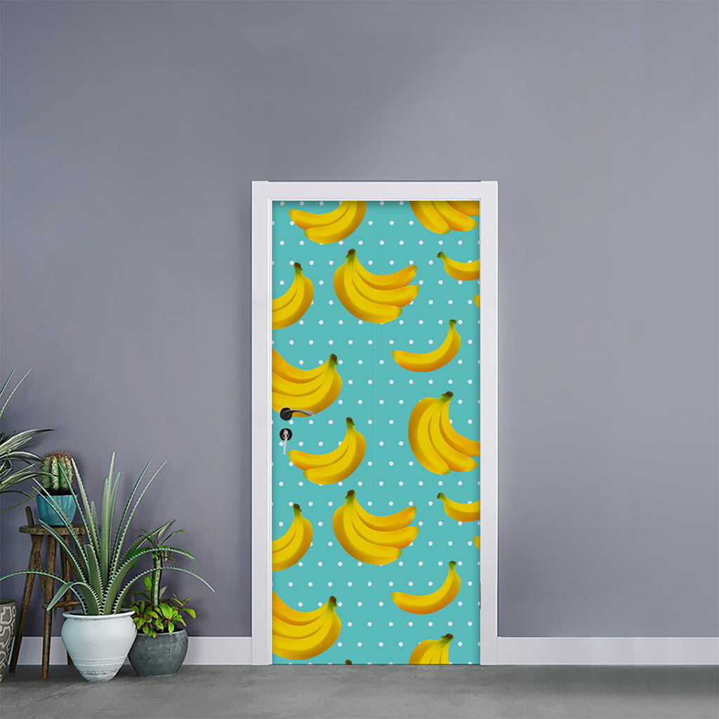 Polka Dot Banana Pattern Print Door Sticker