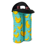 Polka Dot Banana Pattern Print Double Neoprene Wine Tote