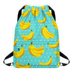 Polka Dot Banana Pattern Print Drawstring Backpack