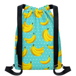 Polka Dot Banana Pattern Print Drawstring Backpack