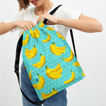 Polka Dot Banana Pattern Print Drawstring Backpack