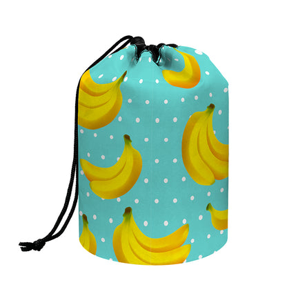Polka Dot Banana Pattern Print Drawstring Makeup Bag