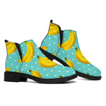 Polka Dot Banana Pattern Print Flat Ankle Boots