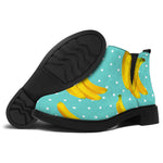 Polka Dot Banana Pattern Print Flat Ankle Boots