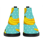 Polka Dot Banana Pattern Print Flat Ankle Boots