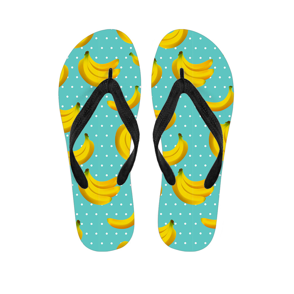 Polka Dot Banana Pattern Print Flip Flops