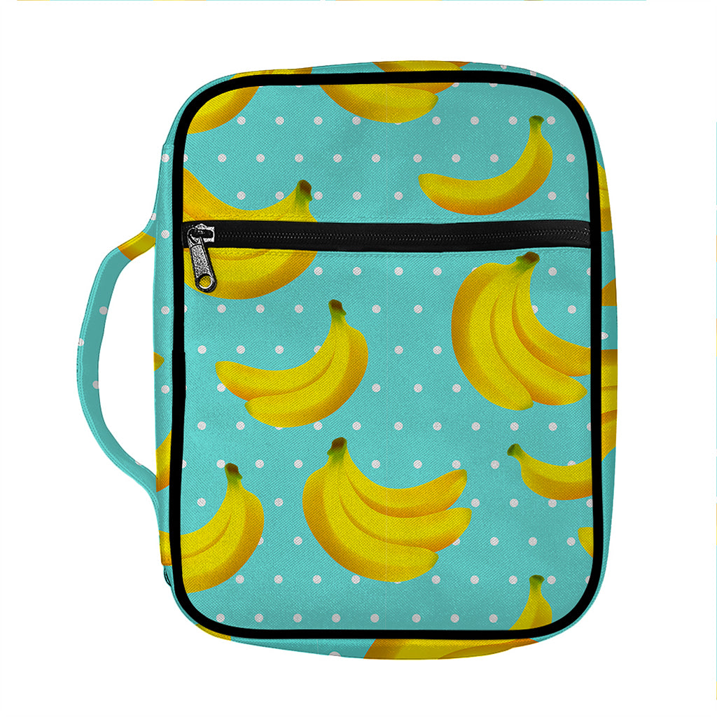 Polka Dot Banana Pattern Print Front Pocket Bible Bag