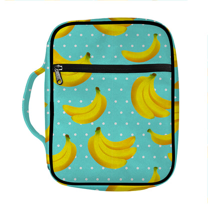 Polka Dot Banana Pattern Print Front Pocket Bible Bag
