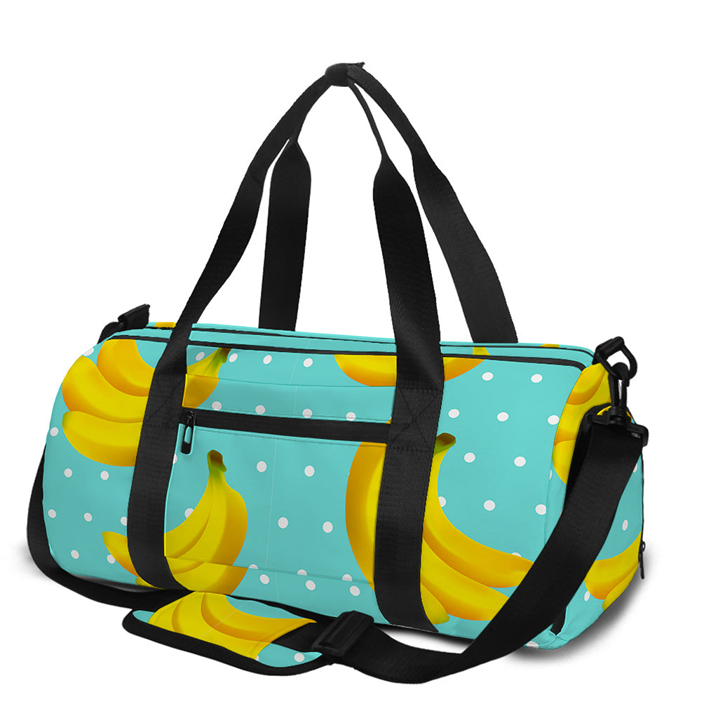 Polka Dot Banana Pattern Print Gym Bag