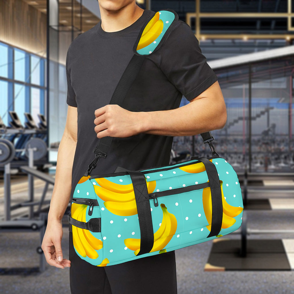 Polka Dot Banana Pattern Print Gym Bag