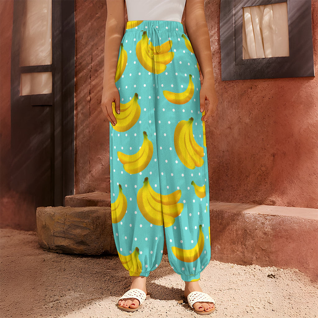 Polka Dot Banana Pattern Print Harem Pants