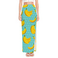 Polka Dot Banana Pattern Print High Slit Maxi Skirt