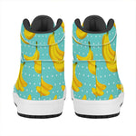 Polka Dot Banana Pattern Print High Top Leather Sneakers