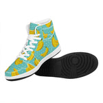 Polka Dot Banana Pattern Print High Top Leather Sneakers