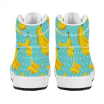 Polka Dot Banana Pattern Print High Top Leather Sneakers