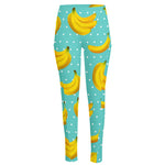 Polka Dot Banana Pattern Print High-Waisted Pocket Leggings