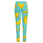 Polka Dot Banana Pattern Print High-Waisted Pocket Leggings