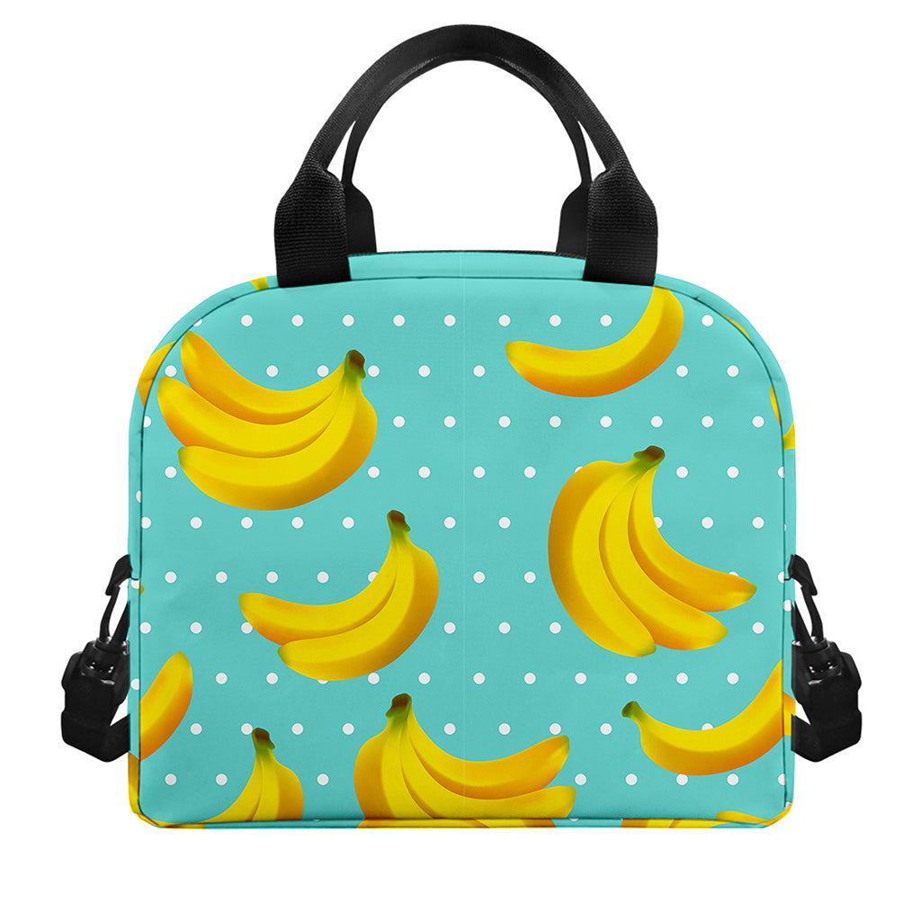 Polka Dot Banana Pattern Print Insulated Lunch Bag