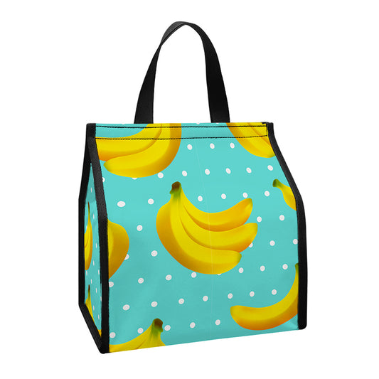 Polka Dot Banana Pattern Print Insulated Lunch Tote