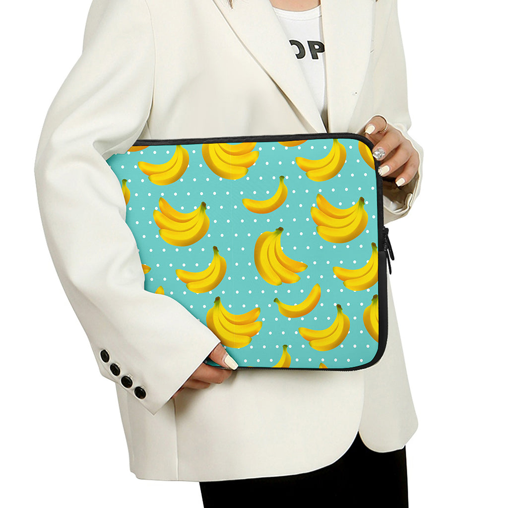 Polka Dot Banana Pattern Print Laptop Sleeve
