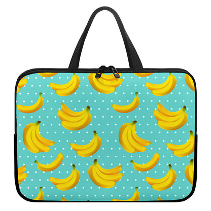 Polka Dot Banana Pattern Print Laptop Sleeve With Handle