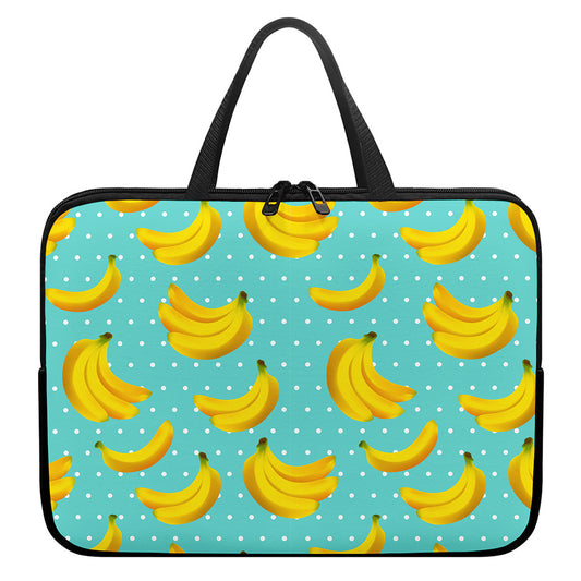 Polka Dot Banana Pattern Print Laptop Sleeve With Handle