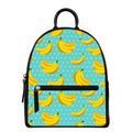 Polka Dot Banana Pattern Print Leather Backpack
