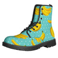 Polka Dot Banana Pattern Print Lace-Up Boots