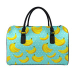 Polka Dot Banana Pattern Print Leather Duffle Bag