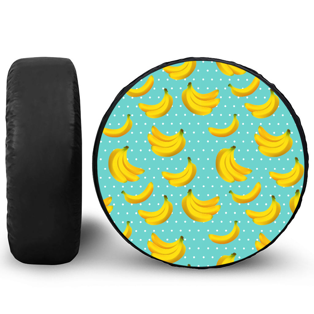 Polka Dot Banana Pattern Print Leather Spare Tire Cover