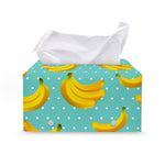 Polka Dot Banana Pattern Print Leather Tissue Box Cover