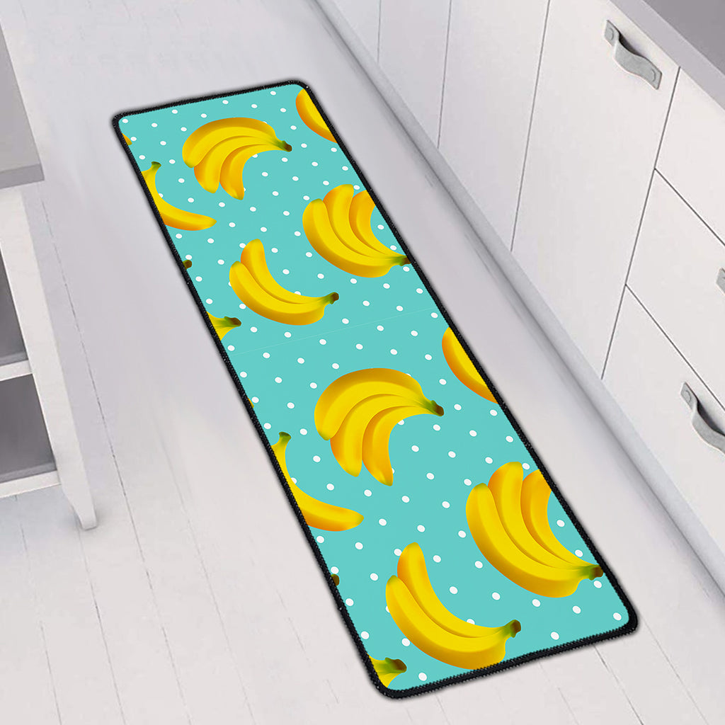 Polka Dot Banana Pattern Print Long Kitchen Mat