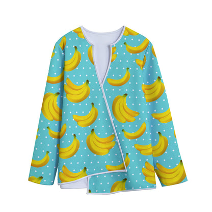 Polka Dot Banana Pattern Print Long Sleeve Short Coat