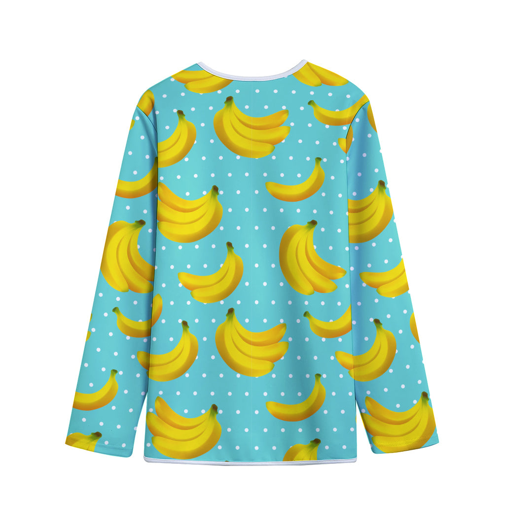 Polka Dot Banana Pattern Print Long Sleeve Short Coat