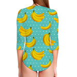 Polka Dot Banana Pattern Print Long Sleeve Swimsuit