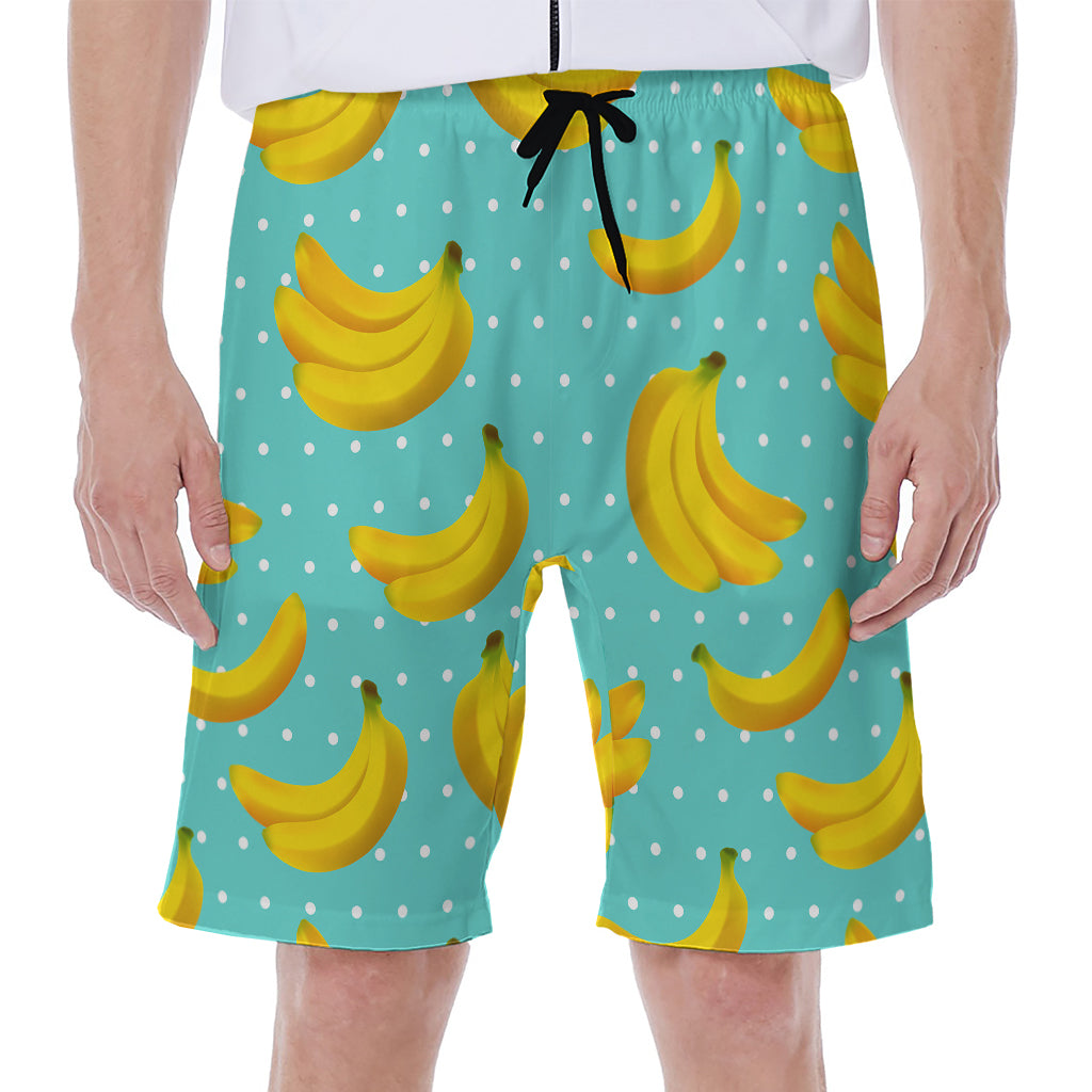 Polka Dot Banana Pattern Print Men's Beach Shorts