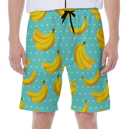 Polka Dot Banana Pattern Print Men's Beach Shorts