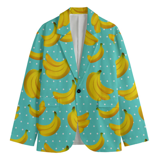 Polka Dot Banana Pattern Print Men's Blazer