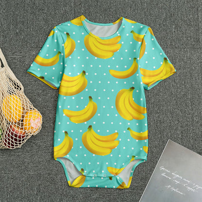 Polka Dot Banana Pattern Print Men's Bodysuit