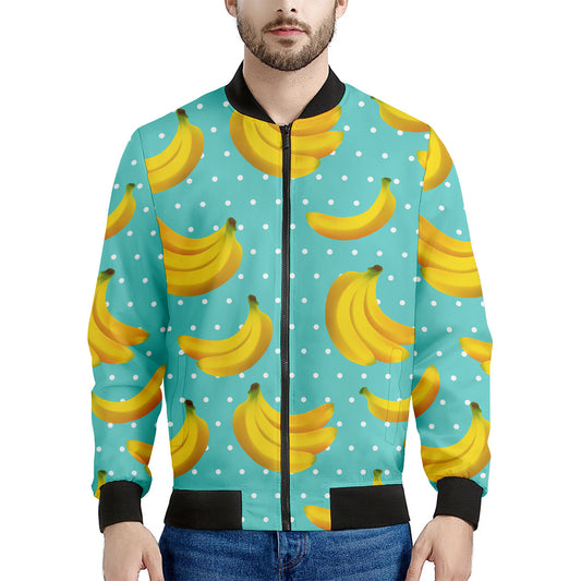 Polka Dot Banana Pattern Print Men's Bomber Jacket