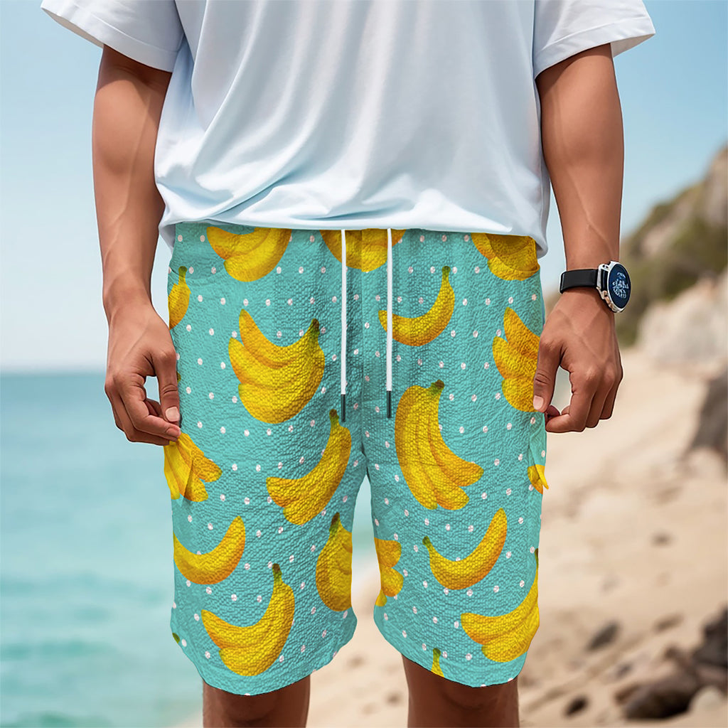 Polka Dot Banana Pattern Print Men's Cargo Shorts