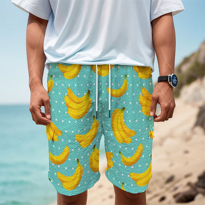 Polka Dot Banana Pattern Print Men's Cargo Shorts