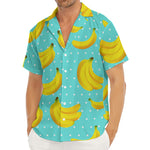 Polka Dot Banana Pattern Print Men's Deep V-Neck Shirt