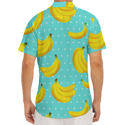 Polka Dot Banana Pattern Print Men's Deep V-Neck Shirt