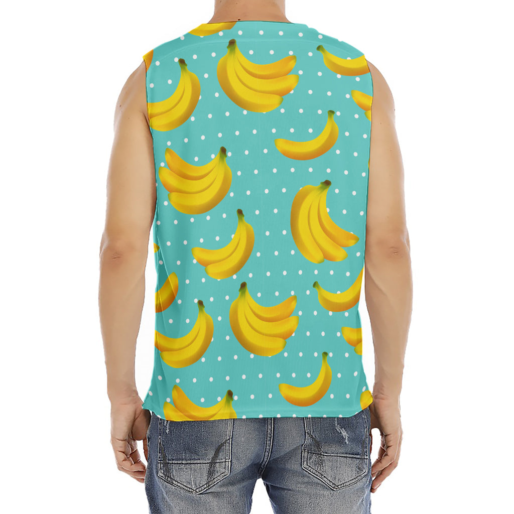 Polka Dot Banana Pattern Print Men's Fitness Tank Top