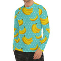 Polka Dot Banana Pattern Print Men's Long Sleeve Rash Guard
