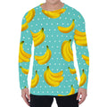 Polka Dot Banana Pattern Print Men's Long Sleeve T-Shirt